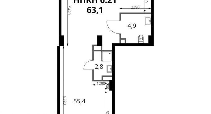 Продажа помещения свободного назначения 63.1 м² - фото 1